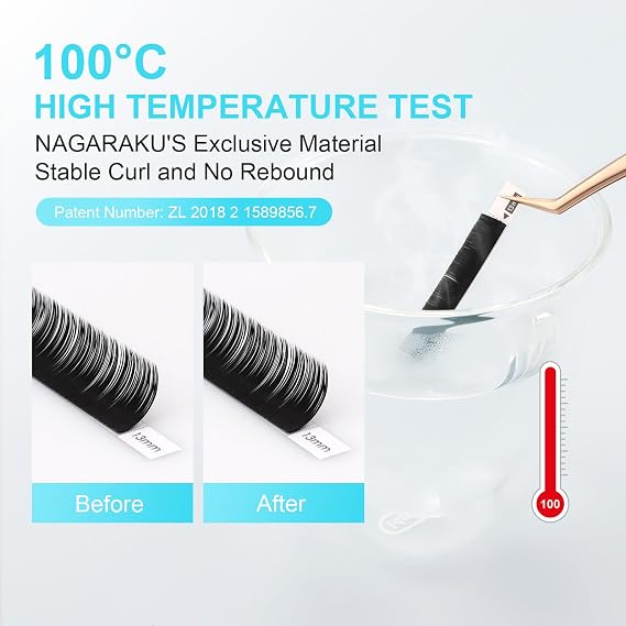 NAGARAKU Flat Ellipse Eyelash Extensions 0.15 D 8-15mm Mix Black Split Tip