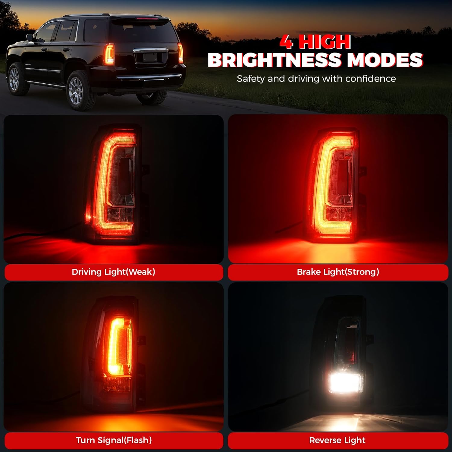 LED Tail Light Assembly Compatible With 2015 2016 2017 2018 2019 2020 GMC Yukon XL Tail Lights Left Driver Side Rear Taillight Assembly With Bulb Replaces 84536242 23380459 GM2800268