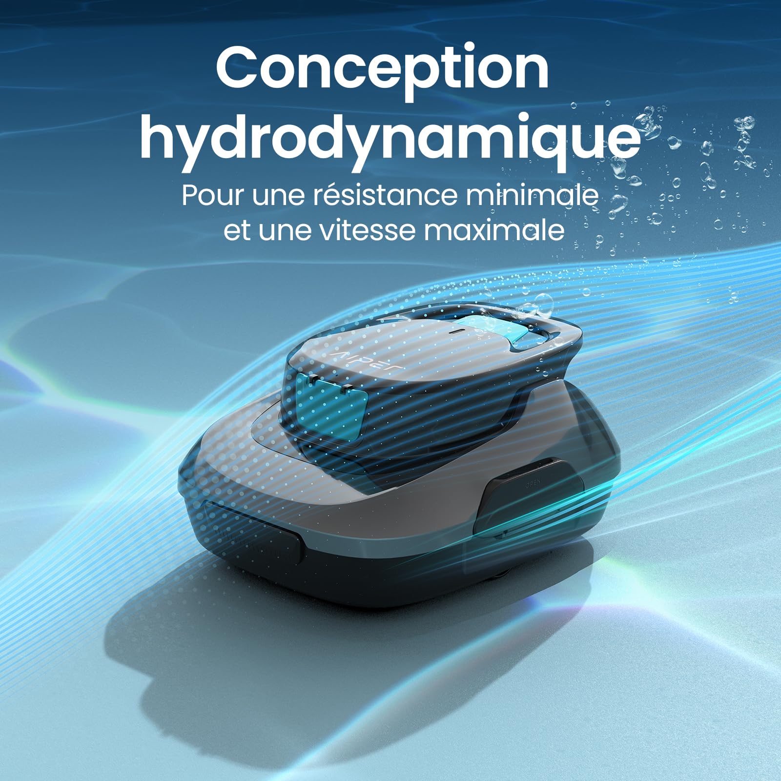 AIPER Robot Piscine sans Fil, Aspirateur de Piscine Automatique, Autonomie 90 Min, Aspire Débris et Feuilles, Auto-Stationnement, Idéal pour Piscines Hors-Sol jusqu'à 80 m²