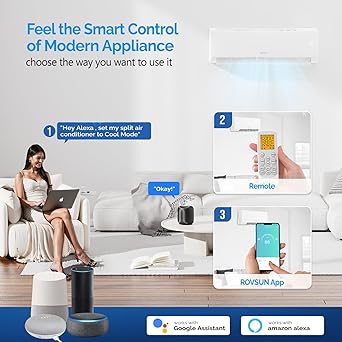 ROVSUN 38000 BTU Quad Zone WIFI Mini Split AC/Heating System, 20 SEER2 4 Zone (9K/9K/9K/9K) BTU Ductless Split Air Conditioner with Pre-Charged Condenser, Heat Pump & 25Ft Line Set, 208-230V