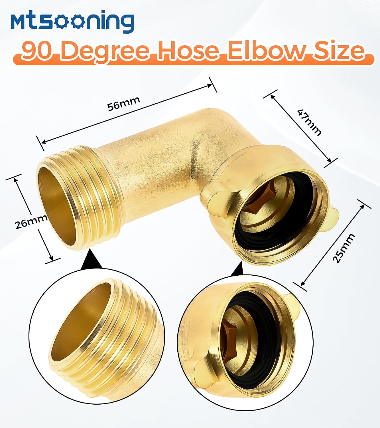 RV City Water Fill Inlet with Elbow Check Valve, 3/4 NH Female to 1/2 NPT Male RV Water Hose Brass Connector Replacement for RV Camper Motorhome Trailer Marine Black