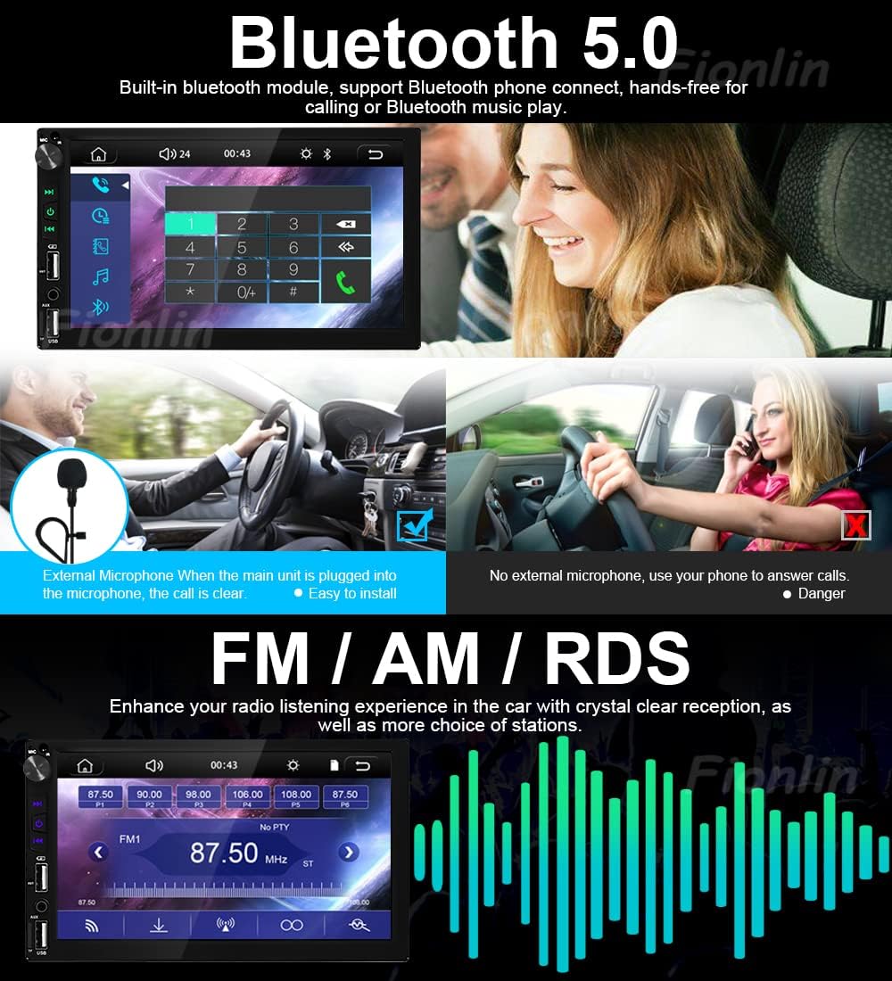 double din car stereo with apple carplay android auto bluetooth car radio voice control 7 inch touchscreen 1080p video player rearview camera mirror l