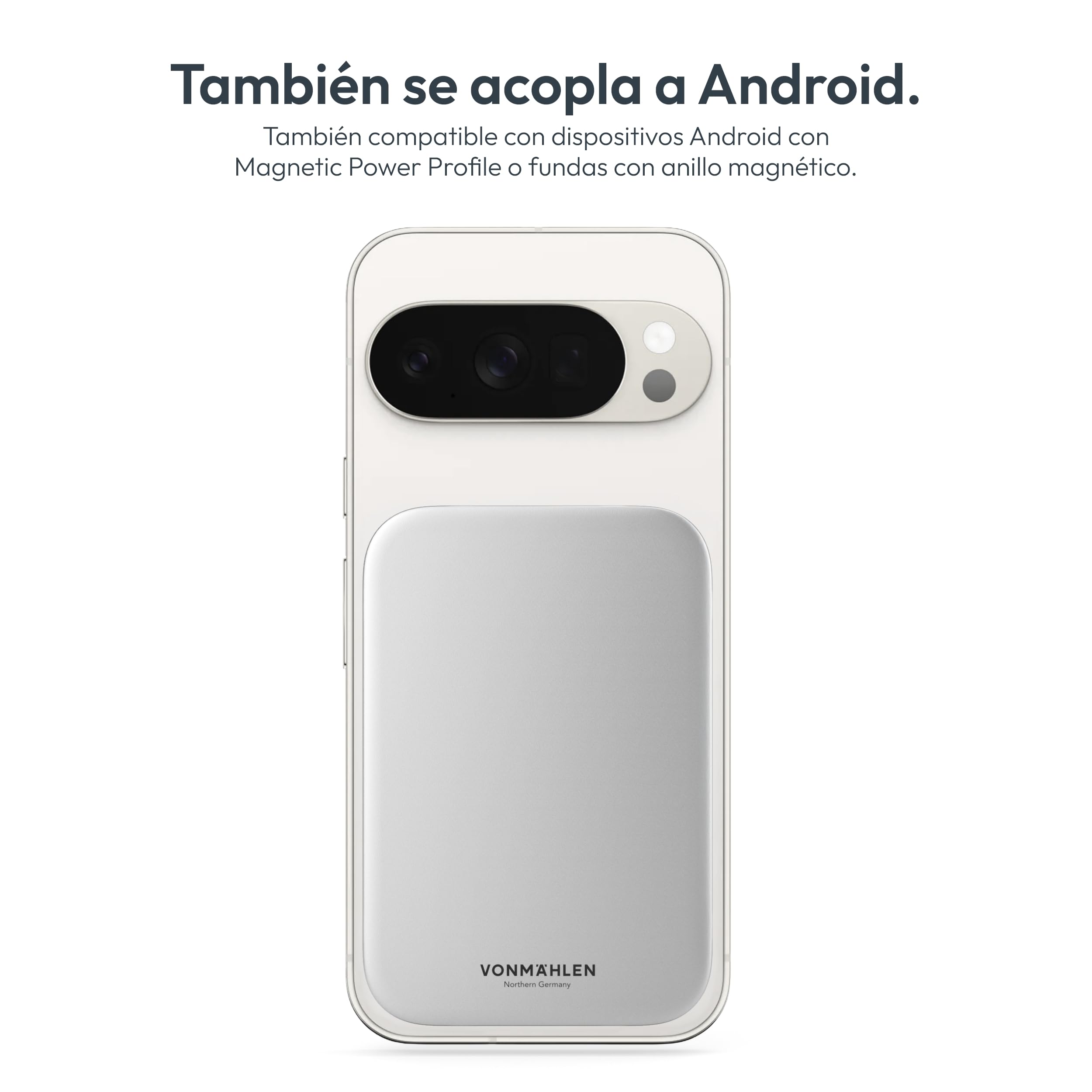VONMÄHLEN Evergreen Mag - Batería externa inalámbrica compatible con MagSafe - Cargador portátil con 3000 mAh y 7,5 W de carga inalámbrica, batería externa magnética, 3 años de garantía, solo 5,8 mm