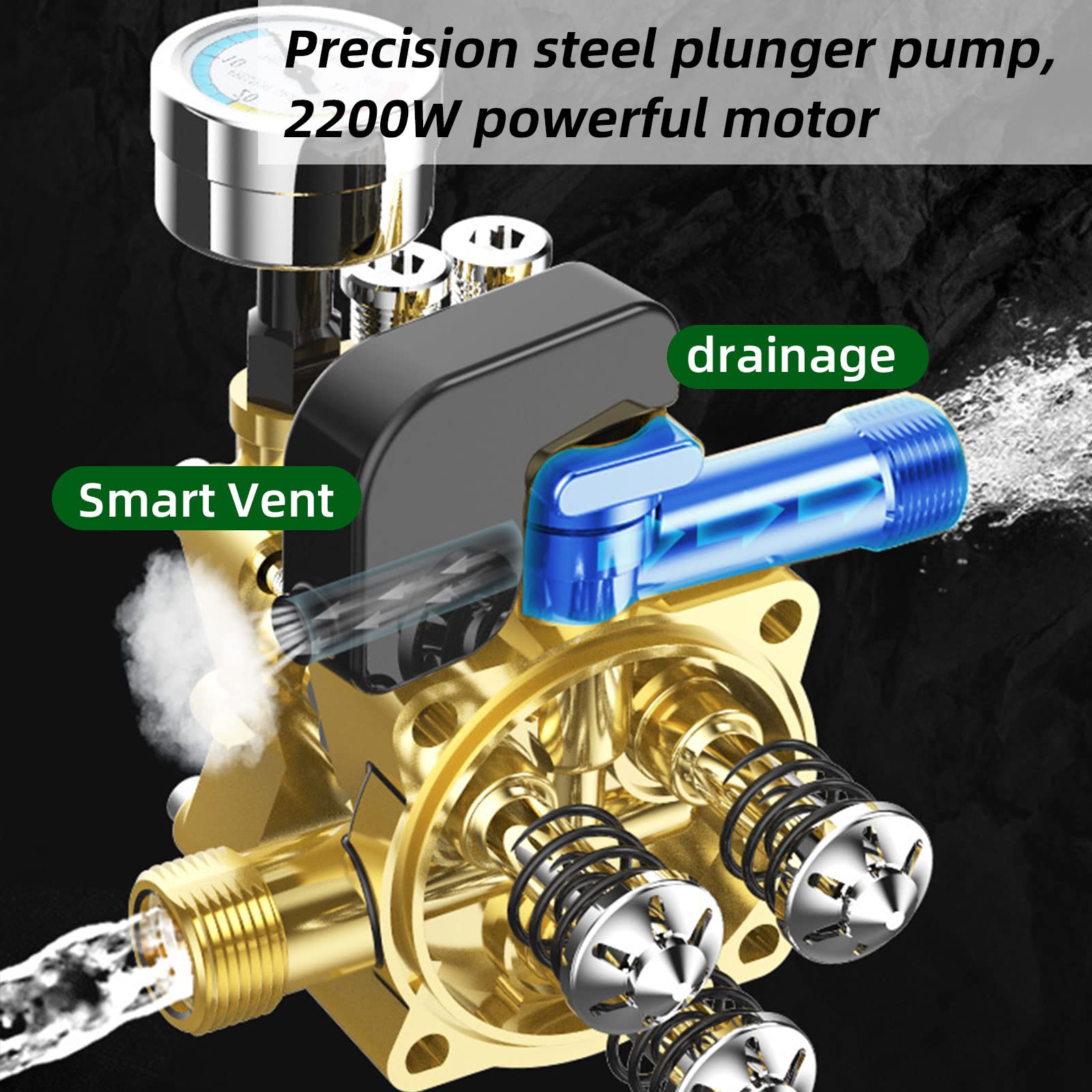 Pistolet do mycia ciśnieniowego 3000 PSI 2,3 GPM elektryczna myjka 2200 W IPX5 myjka samochodowa do mycia samochodów podjazdu patio