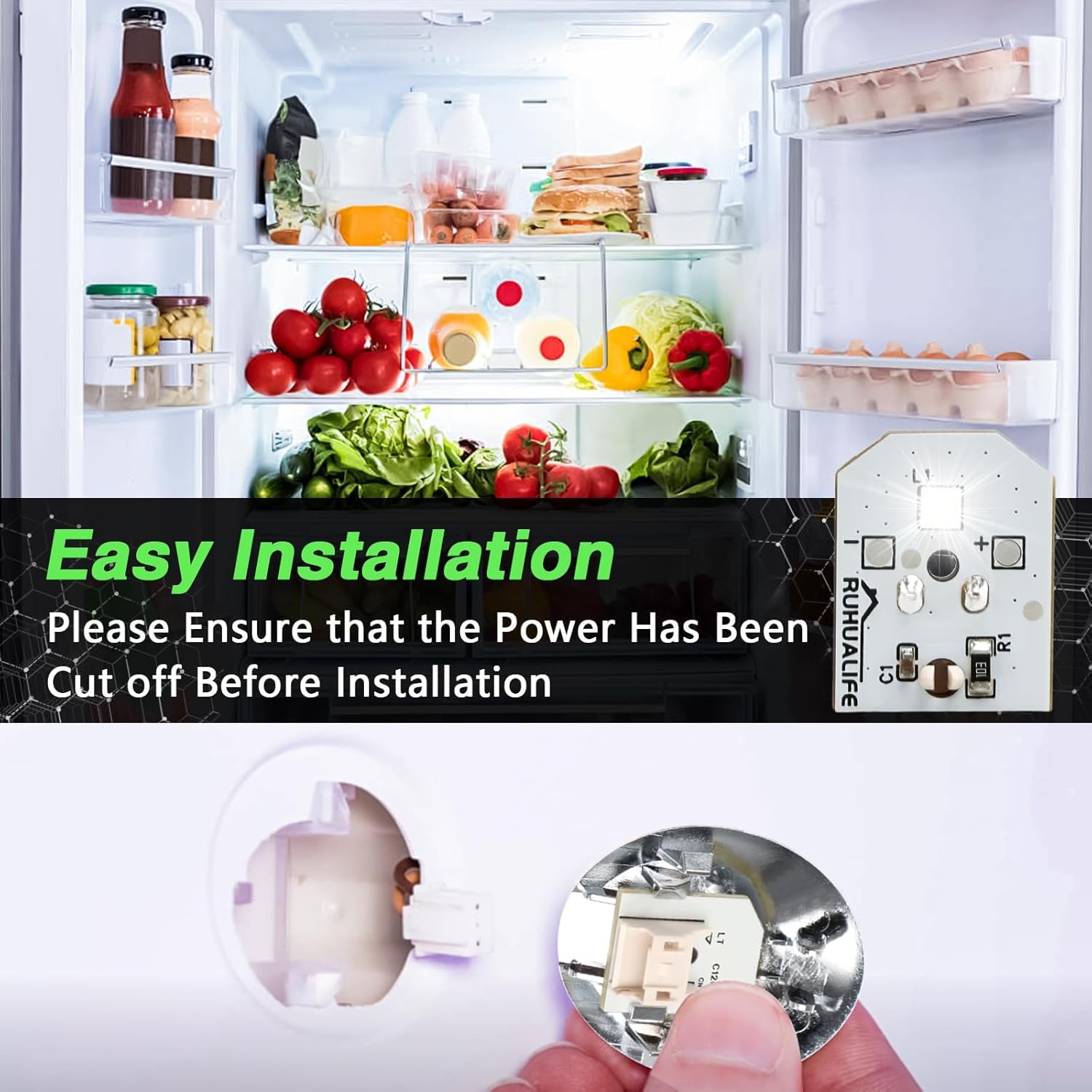 6 PCS Refrigerator LED Lights Refrigerator Bulbs Refrigerator Lamp Modules Compatible with GE Replace#: WR55X30602 WR55X26486 WR55X11132 WR55X25754