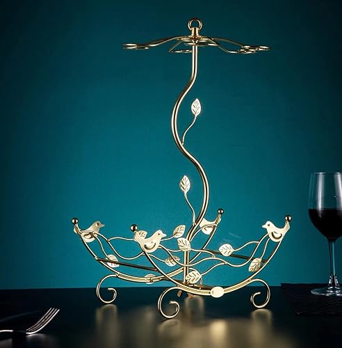 Miniatura 4 de CicodonaGift Estante para vino y soporte para copas de vino, capacidad para 2 botellas de vino y 6 vasos, perfecto para decoración de cocina del