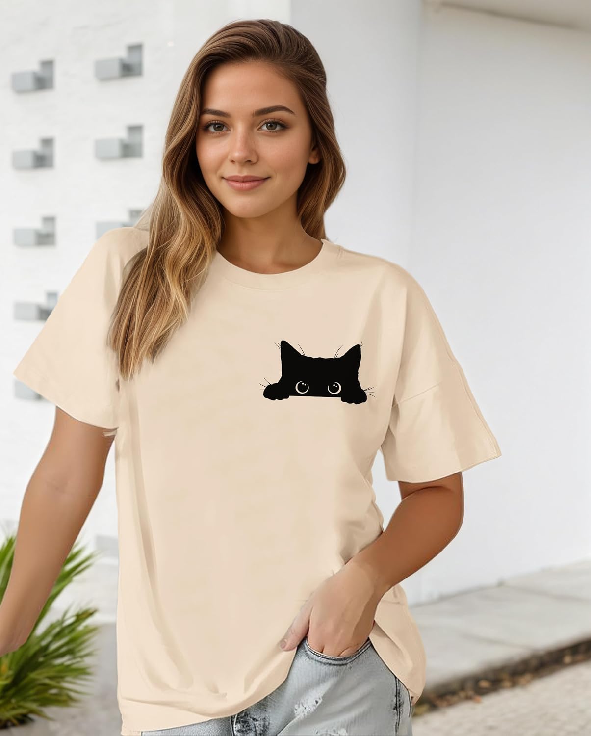 Cat Shirts for Women Funny Black Cat Tshirt Cat Mom Shirt Cute Graphic Tee Casual Short Sleeve T-Shirts - Image 3