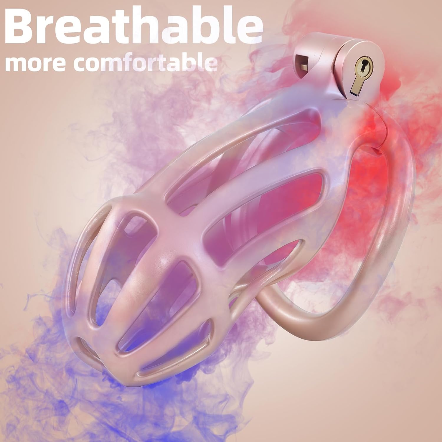 3D Printed Male Chastity Cage with Catheter Chastity Device with 5 Rings Cock Cage for Men Penis Exercise Bondage Gear & Accessories BDSM Sex Toy Slave Tool (Comfort)