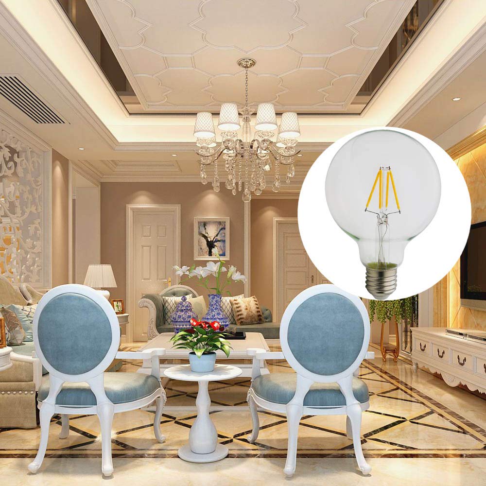 1-Pack Led No Dimmable Edison Bulbs 4W 110V Antique Style Light Bulbs Warm White 2200K Glass Circular Cage — view 2