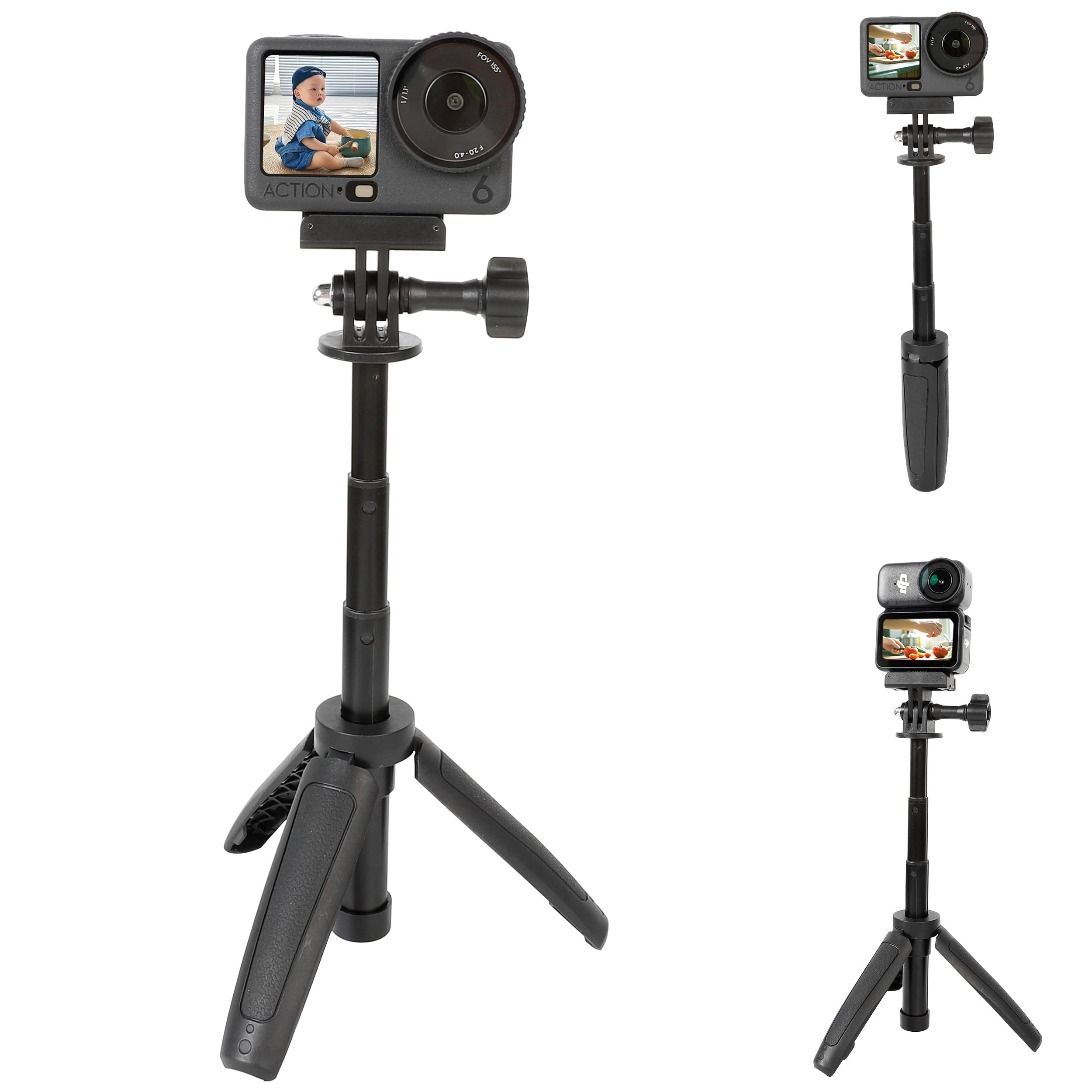 Pellking Quick Release Extension Rod Tripod for DJI Osmo Nano & Action 6 Camera,Mini Selfie Stick Tripod