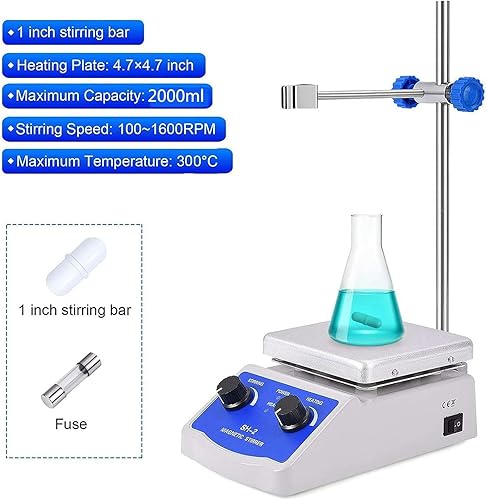 Miniatura 4 de Magnetic Stirrer, 0-1600RMin Magnetic Heated Stirrer Mixer, Laboratory Constant Temperature Heating Hot Plate for School, Classroom, Scientific
