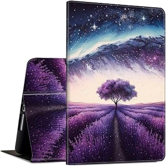 Case for iPad 9th / 8th / 7th Generation 10.2 inch 2021/2020/2019 Released PU Leather Slim Folio Lightweight Multi-Angle Smart Cover with Auto Wake/Sleep for 10.2 iPad,Art Lavender