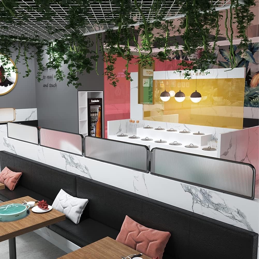 Glass Room Divider Office Partition Tempered Glass Panels Table Dividers Panels Partitions，Privacy Screens – Metal Frame with Tempered Glass for Office Restaurant Hotel – Stylish R