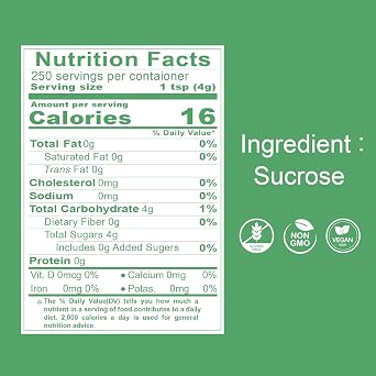 SUN RIGHT Natural Crystal Rock Sugar Pure Cane Sweetener for Baking, Desserts, Tea, Coffee, Beverages, Herbal Soup & Cooking Unrefined, Non-GMO, Vegan | 2.2lb | Pack of 1