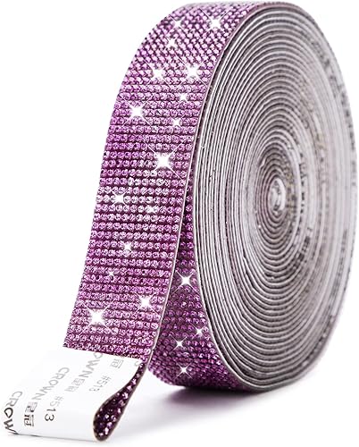 Miniatura 27 de Tiras de diamantes de imitación autoadhesivas de 6.6 yardas, adhesivo de diamantes de imitación de cristal con diamantes de imitación de 0.079