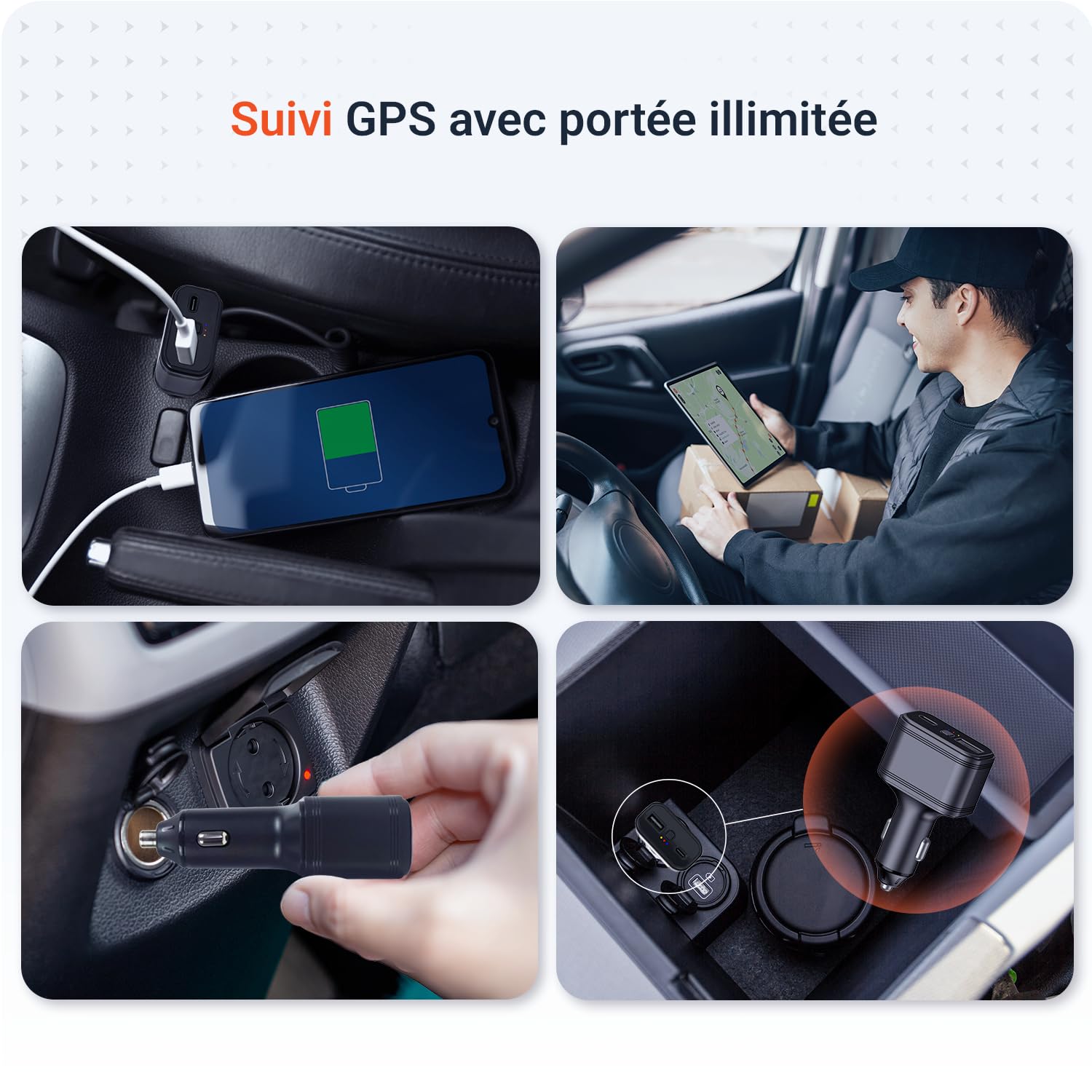 PAJ Traceur GPS 4G avec Port USB, Allume-Cigare, Voitures & Vans | Suivi en temps réel - Clôture virtuelle - Alarme SOS - Historique 365 jours - Alarmes antivol