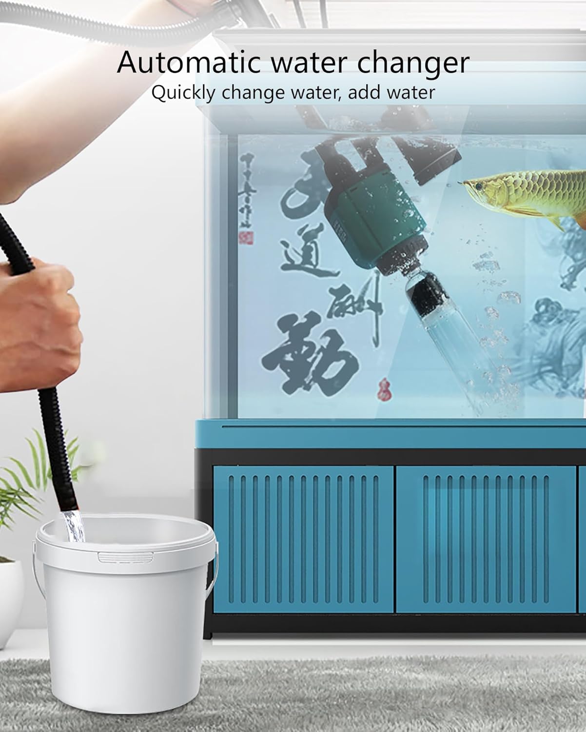 Aquarium Gravel Cleaner, Removable Algae Cleaner, Water Maintence Items with Water Hose Controller Clamp, Use for Fish Tank Cleaning Gravel and Sand(30W)