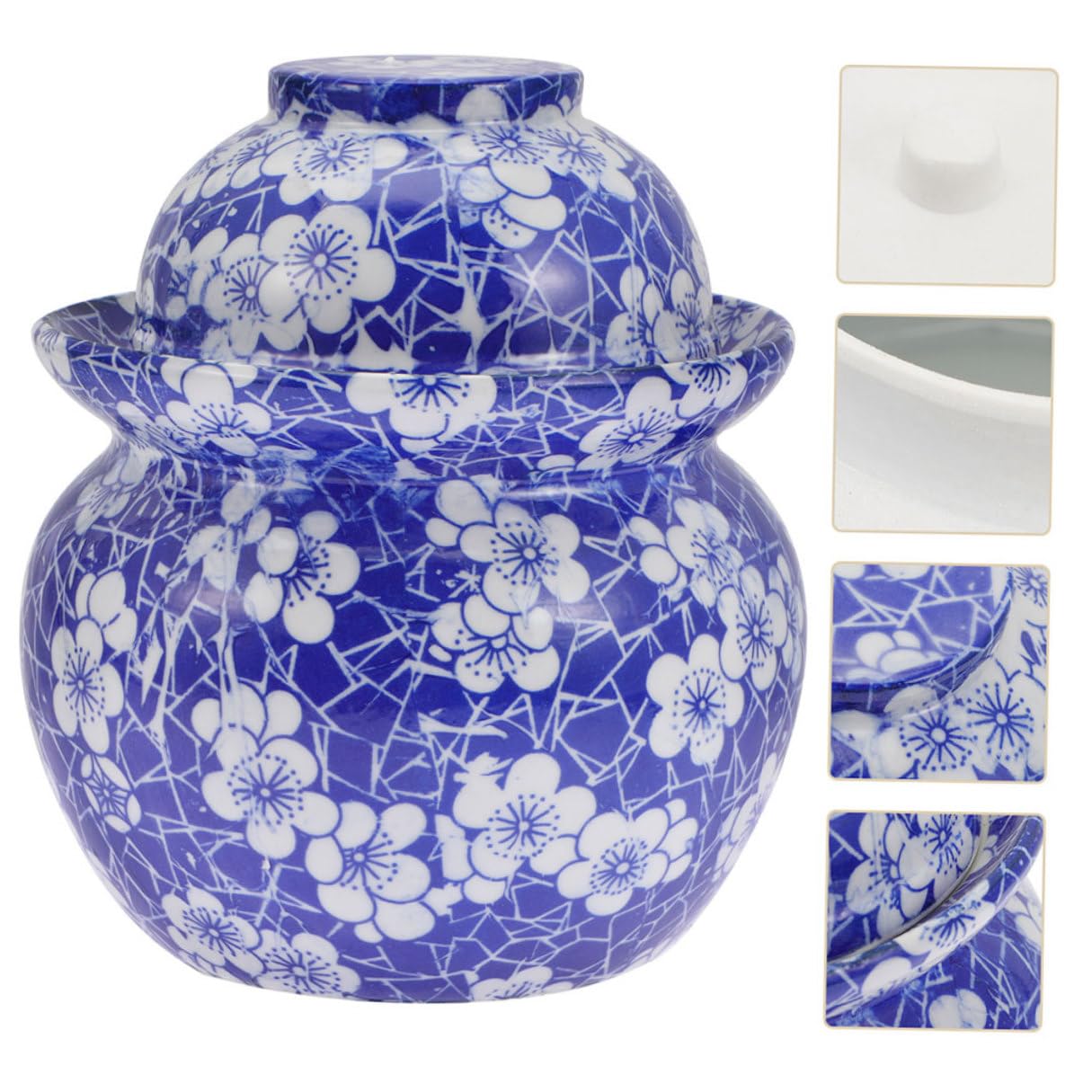 Hemobllo Barattolo senza Sbavature Doppio Coperchio per Sottaceti in Ceramica per Conservazione Alimentare Superficie Liscia Vaso da Cucina