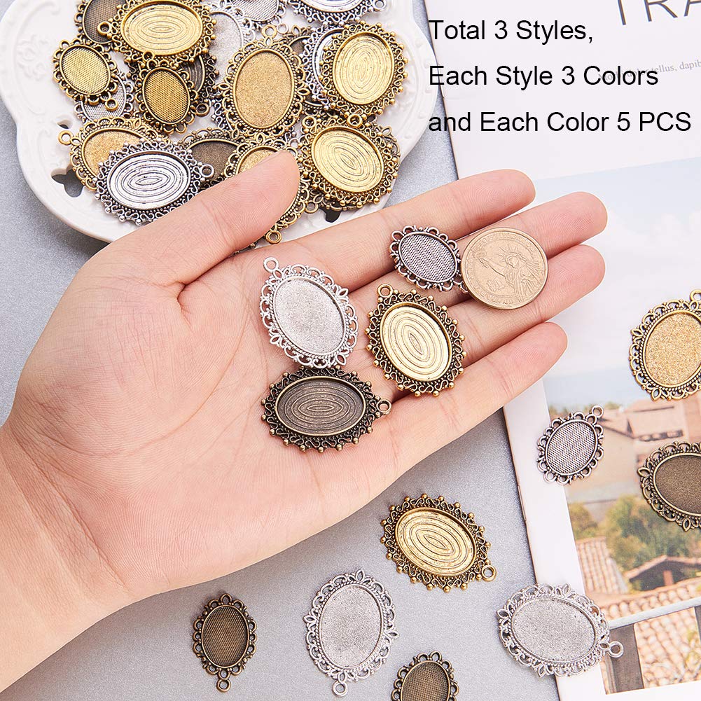 50 Pezzi Vassoi E Cabochon In Vetro Per Gioielli - Pendenti Fai Da Te, Acciaio Inox