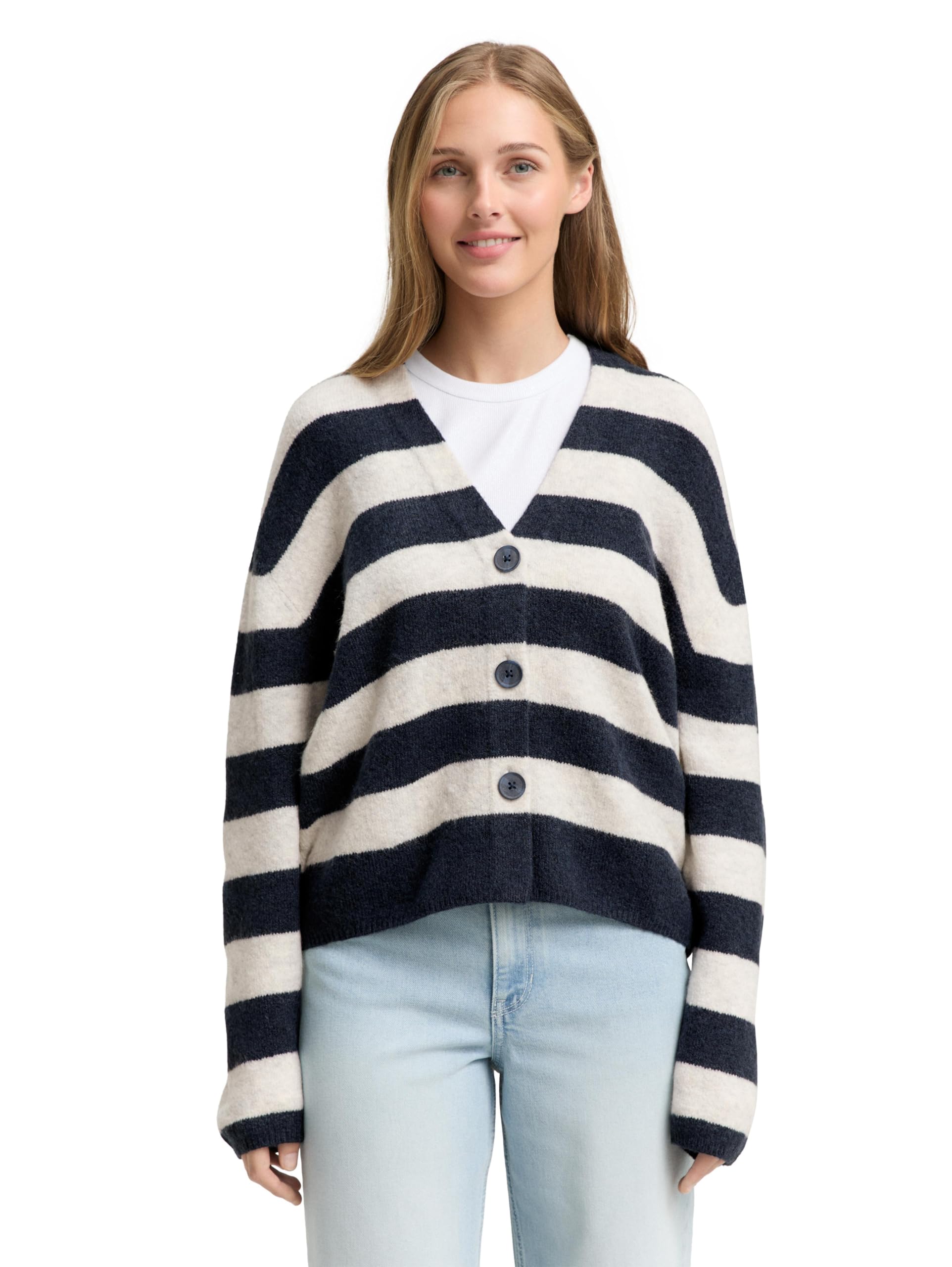 Tom Tailor Denim Damen 1048350 Cardigan mit V-Ausschnitt (1er Pack)