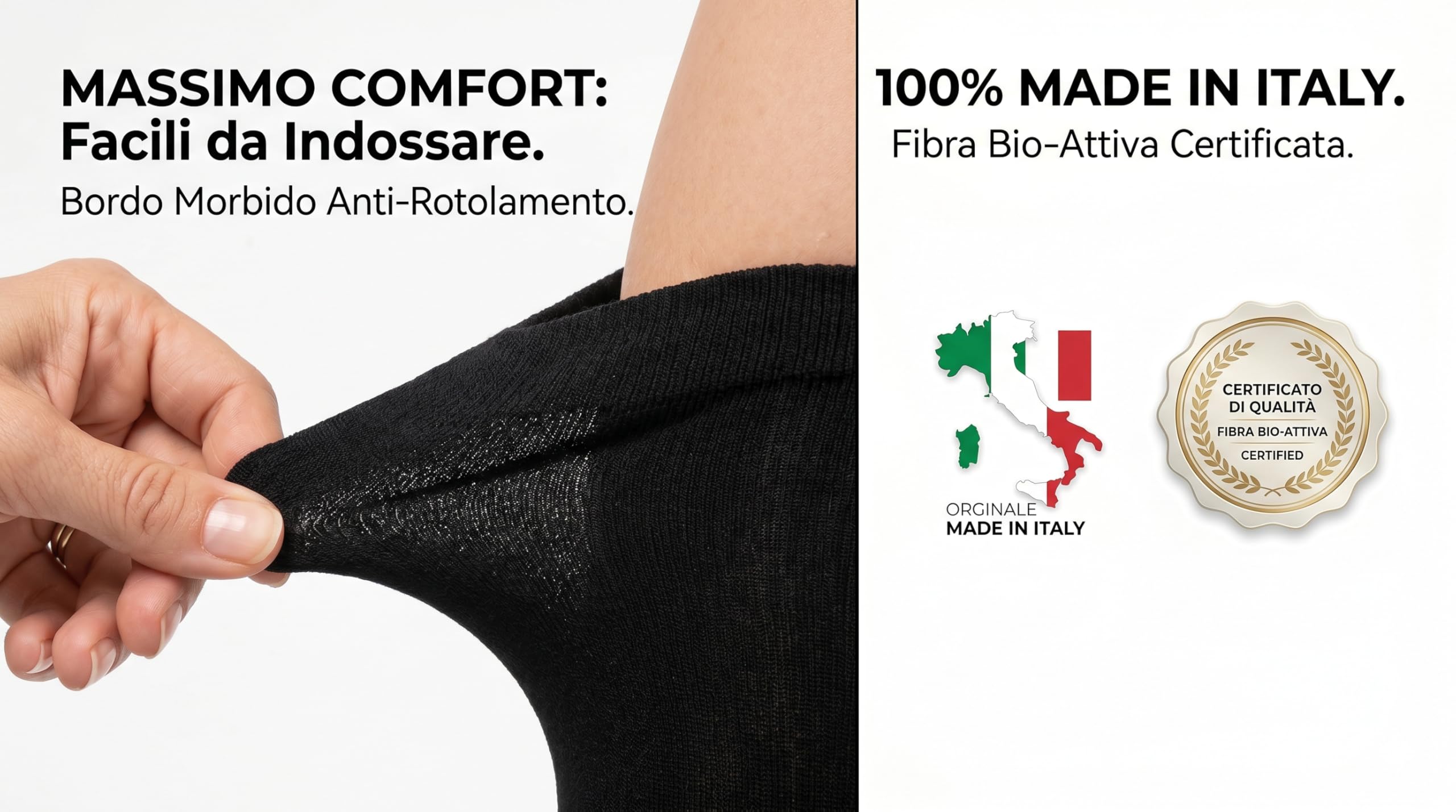 Kit Trattamento 24/7: 2 Paia Gambaletti Compressione Graduata FIR Senior – Tecnologia Infrarossi Bio-Attiva – Sollievo Gambe Gonfie e Pesanti Senza Ricetta – Made in Italy
