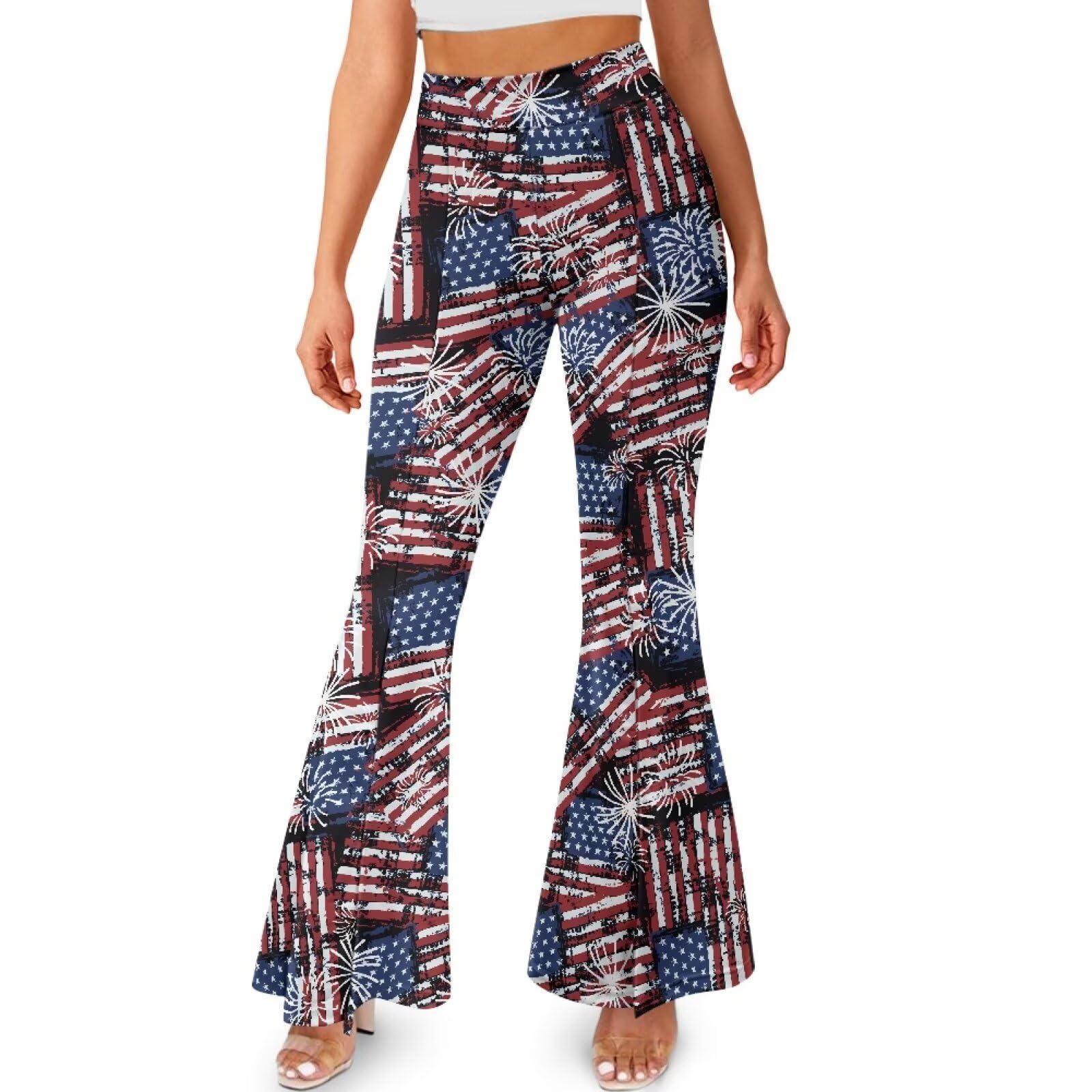 Buybai Novelty Flared Leggings Slit Hem High Waist Bootcut Yoga Pants Workout Pants for Yoga Gym Pilates