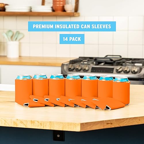 Miniatura 6 de Fundas enfriadoras de latas de cerveza en blanco (paquete de 14) fundas aisladas suaves para latas de cerveza  Fundas lisas aptas para latas de