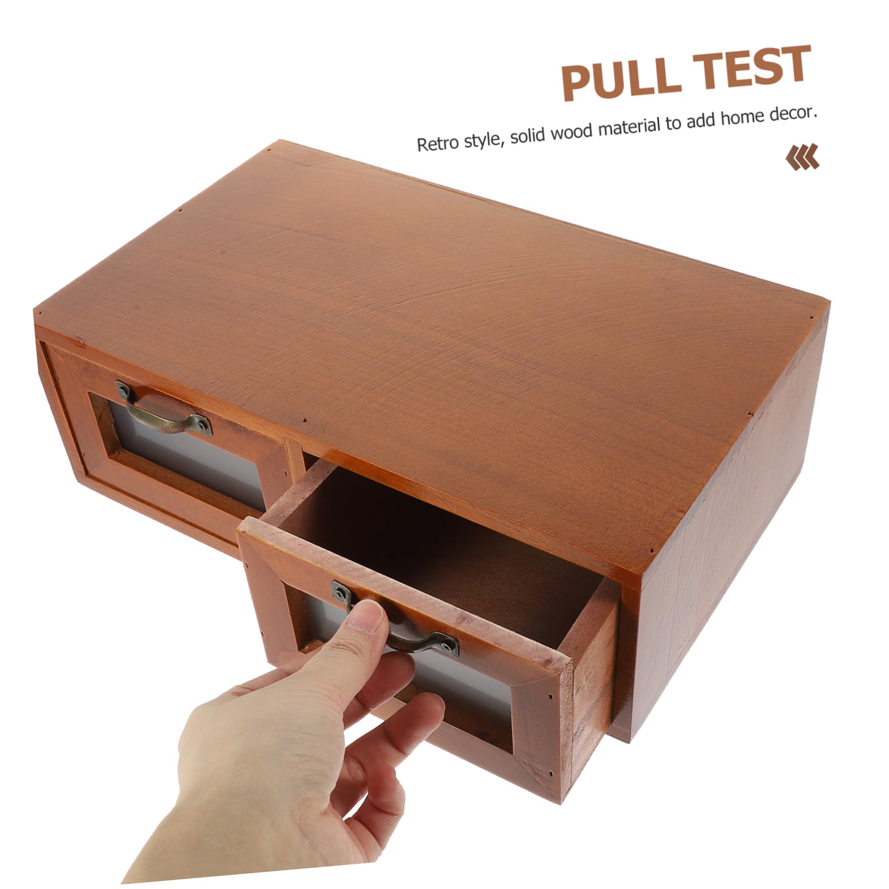 VICASKY Praktischer Schreibtisch Organizer aus Holz mit Schubladen Vintage Aufbewahrungsbox für Kosmetik Bürobedarf und für Stilvolle Desktop Dekoration