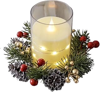 Guirlande de Bougies de Noël - Anneaux Lumineux de Noël Couronnes Guirlande Artificielle Anneau de Bougie Bougeoir Anneaux pour étagères Poignées de Porte | Fenêtres, Table à Manger, Manteau