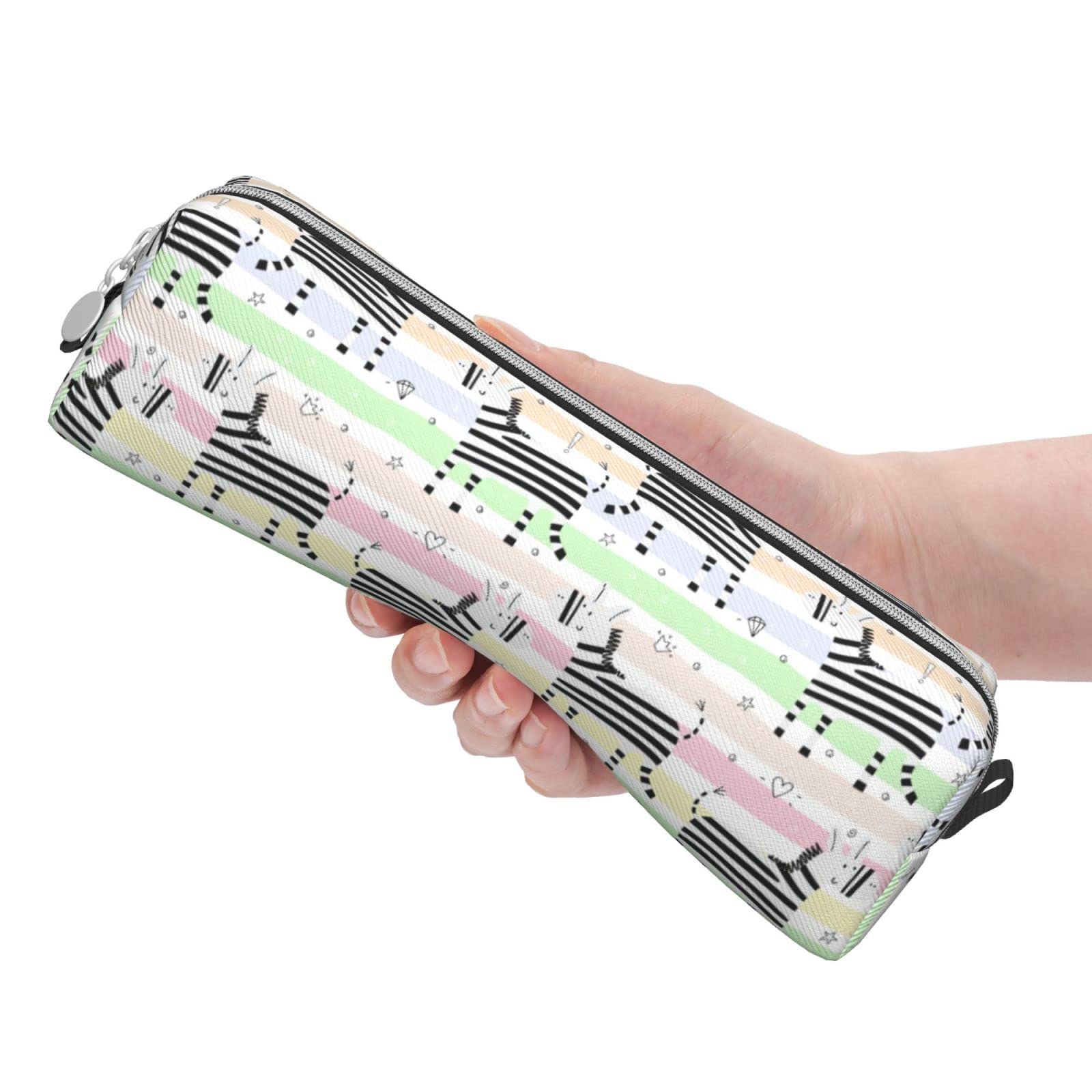 Lot De 2 Trousses à Crayons En Cuir Synthétique Avec Fermeture éclair Pour étudiants Et Adultes, Blanc, Noir., Simple Et Facile