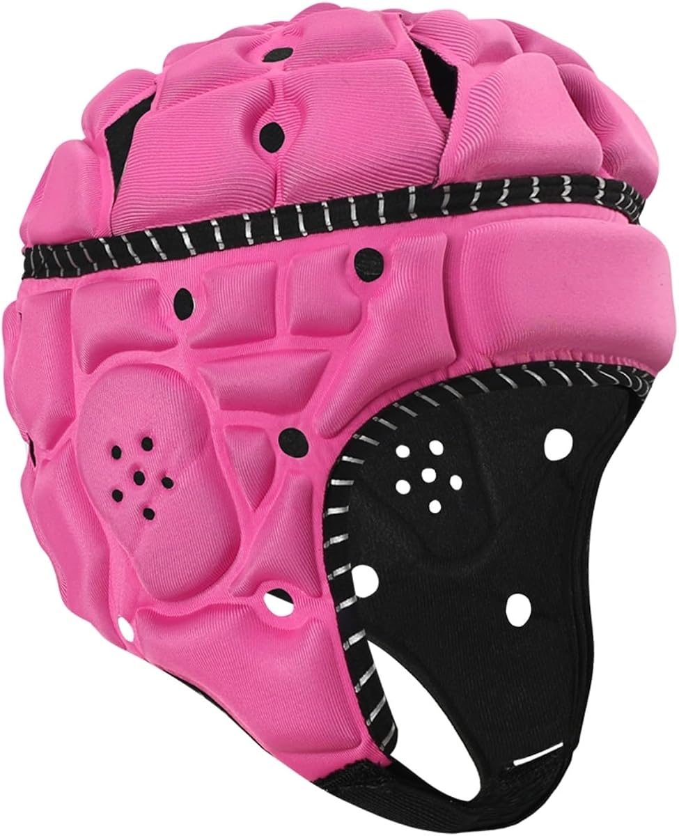 Topeter Casco de Rugby Soft Shell con Tiras Reflectantes, Protector de Cabeza de Portero Ajustable para Hockey, fútbol, fútbol