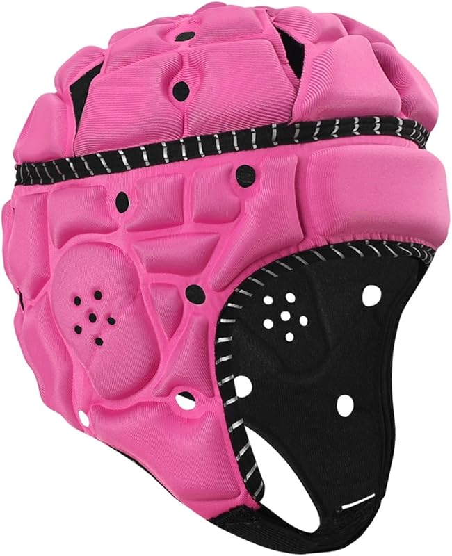 Topeter Casco de Rugby Soft Shell con Tiras Reflectantes, Protector de Cabeza de Portero Ajustable para Hockey, fútbol, ​​fútbol
