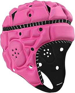 Topeter Casco de Rugby Soft Shell con Tiras Reflectantes, Protector de Cabeza de Portero Ajustable para Hockey, fútbol, ​​fútbol