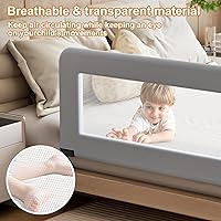 Vista 8 de Barandilla protectora de cama para bebé, barandilla de seguridad de metal resistente para cama individual, cuna, Queen, litera, camas laterales
