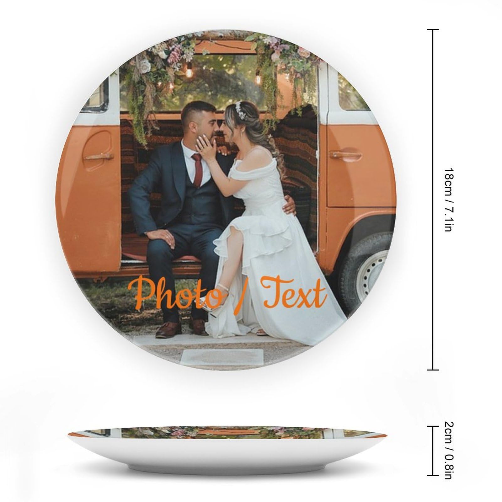 Mynvzrk Personalized Display Dish with Photo Birthday Graduation Gift Customized Decorative Plates with Name Logo Pictures Dishes Jewelry Tray, 7 Inch