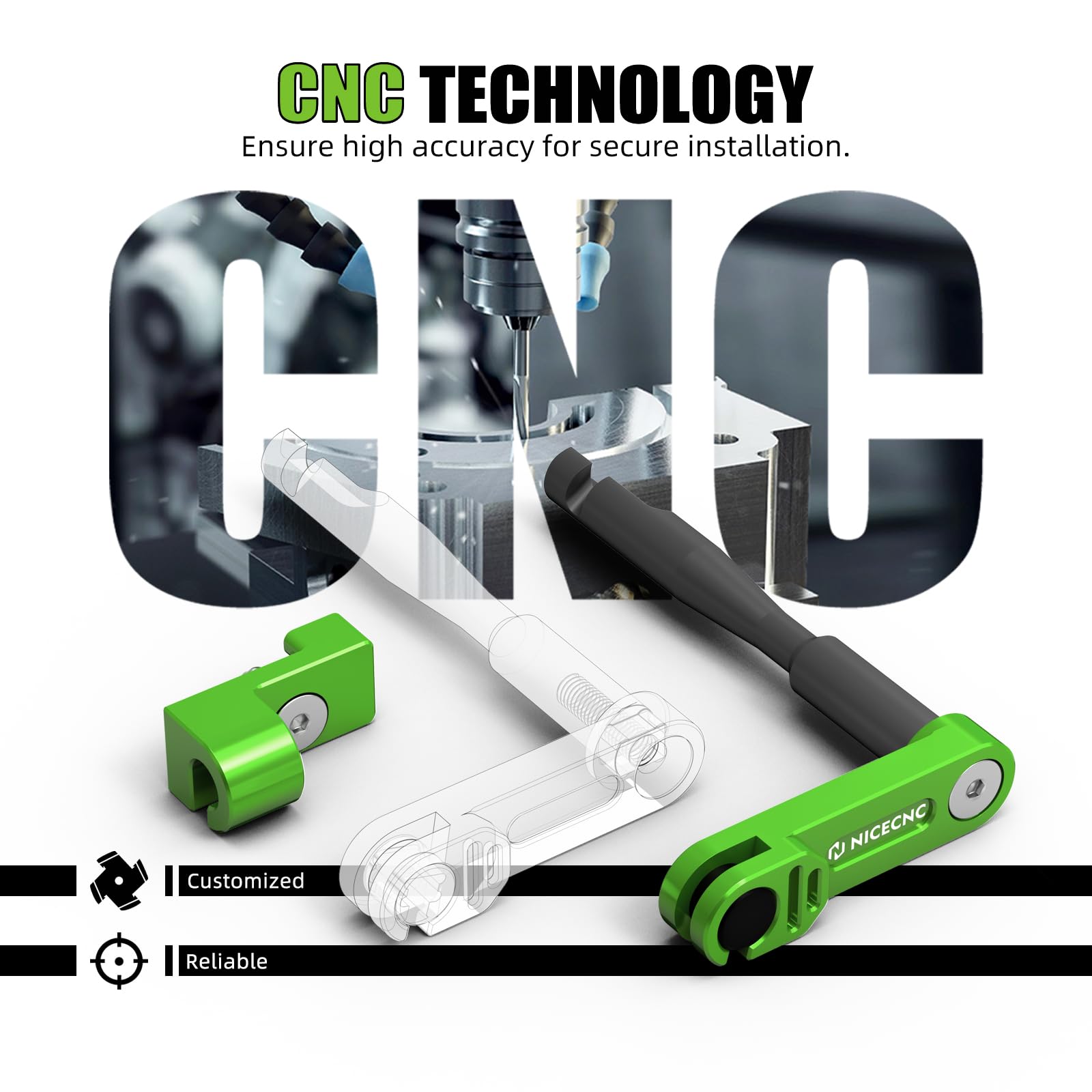 Brazo de embrague NICECNC compatible con Kawasaki KLR650 2008-2024, aluminio, verde