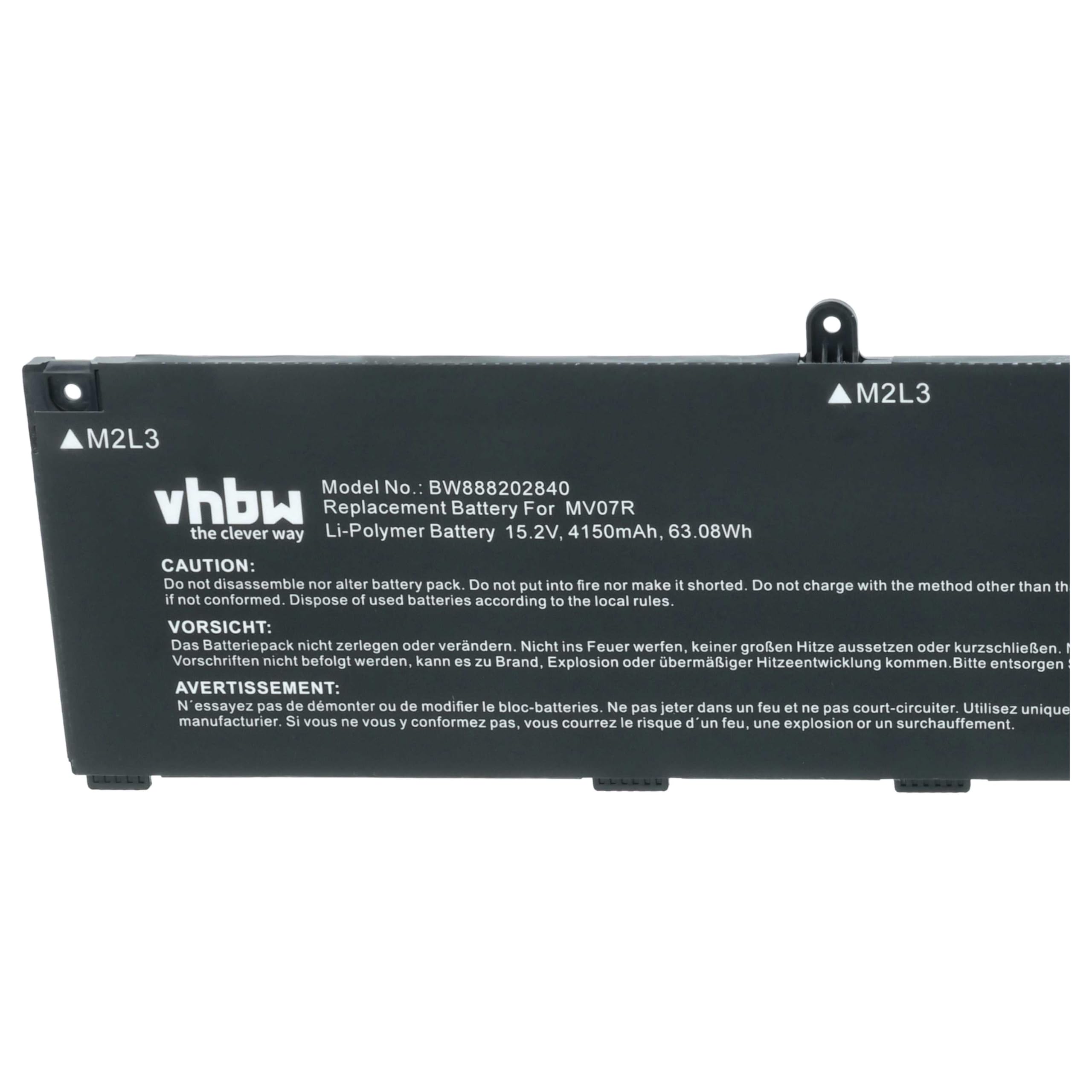 vhbw batteria sostituisce Dell MV07R, W5W19, 0JJRRD, 4ICP6/55/74, 72WGV, JJRRD per notebook (4150mAh, 15,2V, Li-Poly)