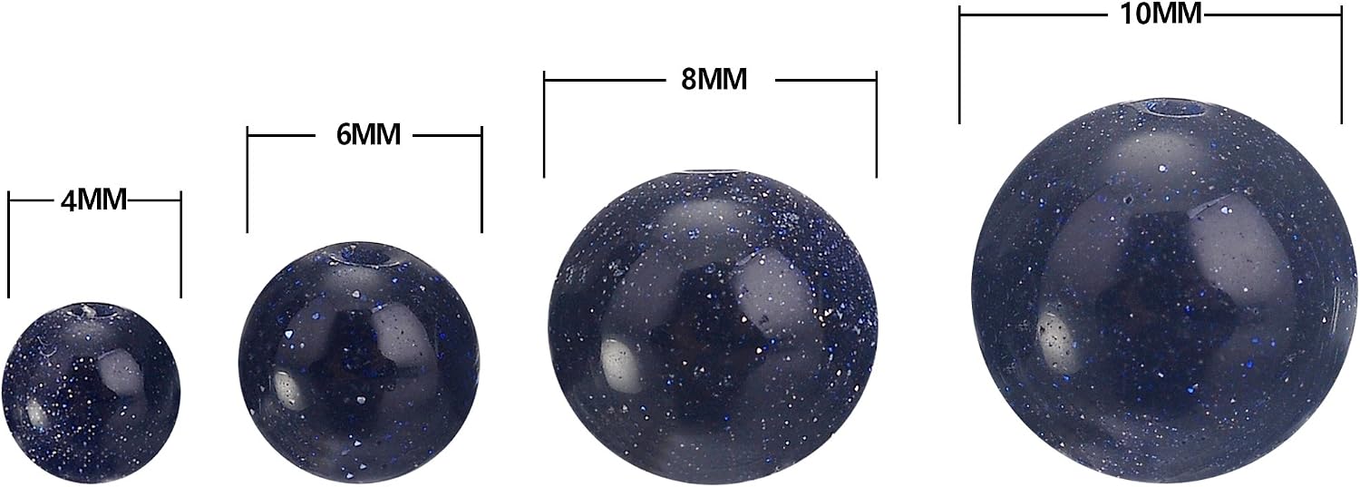 RUBYCA Blue Sand Man-made Glass Gemstone Round Loose Bead Organizer Plastic Box Jewelry Making Mix Sizes - Image 5