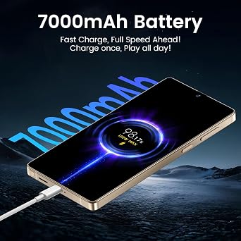 JQAKP I25 Ultra Smartphone 16+512GB | Android 14 | Snapdragon 8 Gen 3 | 68MP+108MP Dual Camera | 7000mAh Battery | 6.99 FHD+ Display | Outperform Competitors in Speed & Power (Desert Titanium)