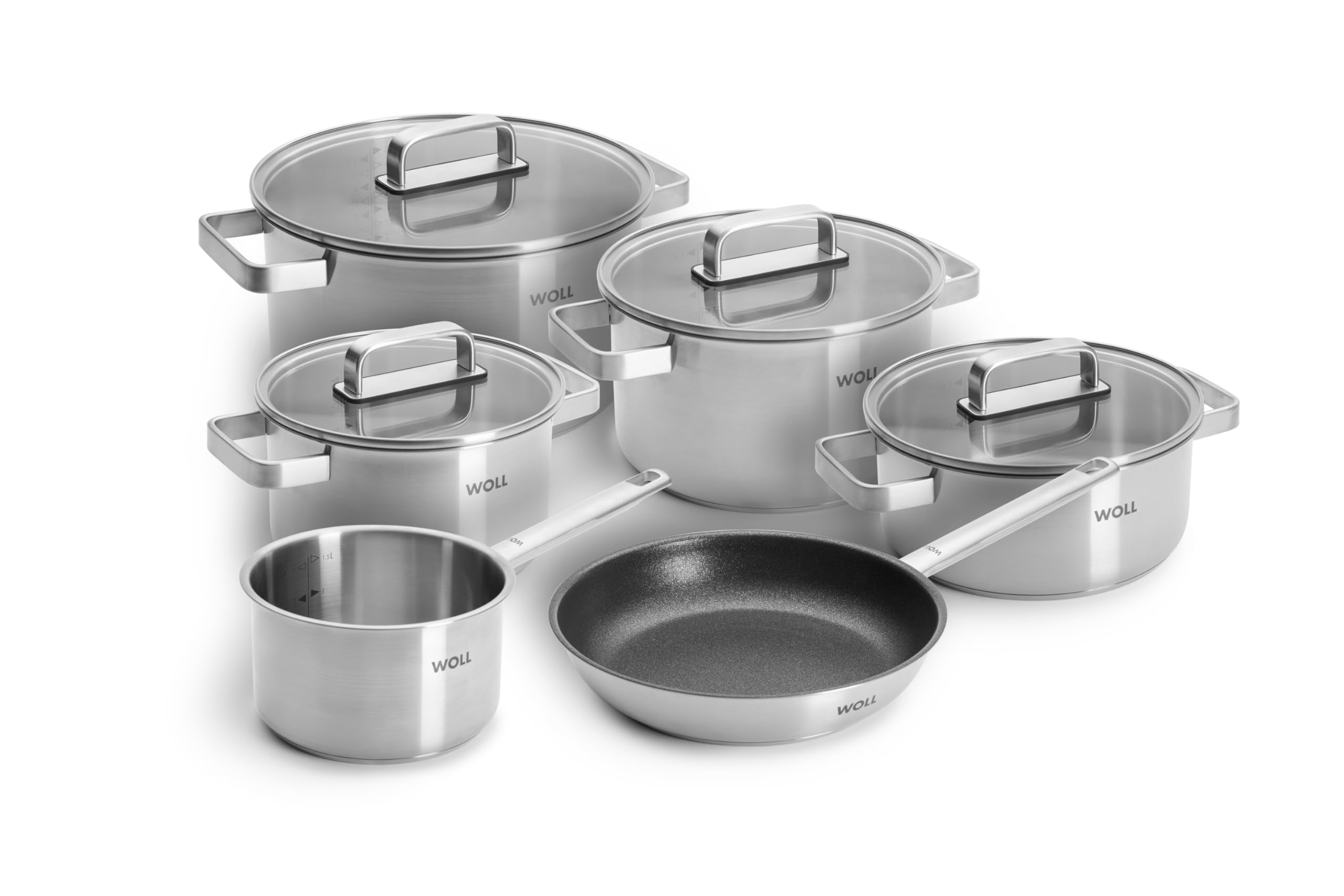 WOLL – Steel Topf-Set 10-teilig Ø 20–24 cm – Induktions-Töpfe aus Edelstahl, spülmaschinenfest, energiesparend & langlebig – Topf – Kochtopf-Set – Töpfe Set – Kochtopf Induktion