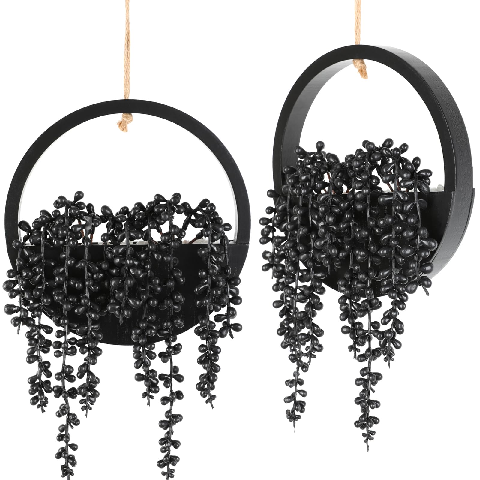 Hobyhoon Artificial Hanging Plants Black Planter