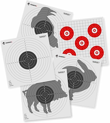 Hawki Objetivos de disparo de papel, cuadrados, objetivos para pistolas BB, pistolas de aire, rifles de pellet, paquete de 100 objetivos