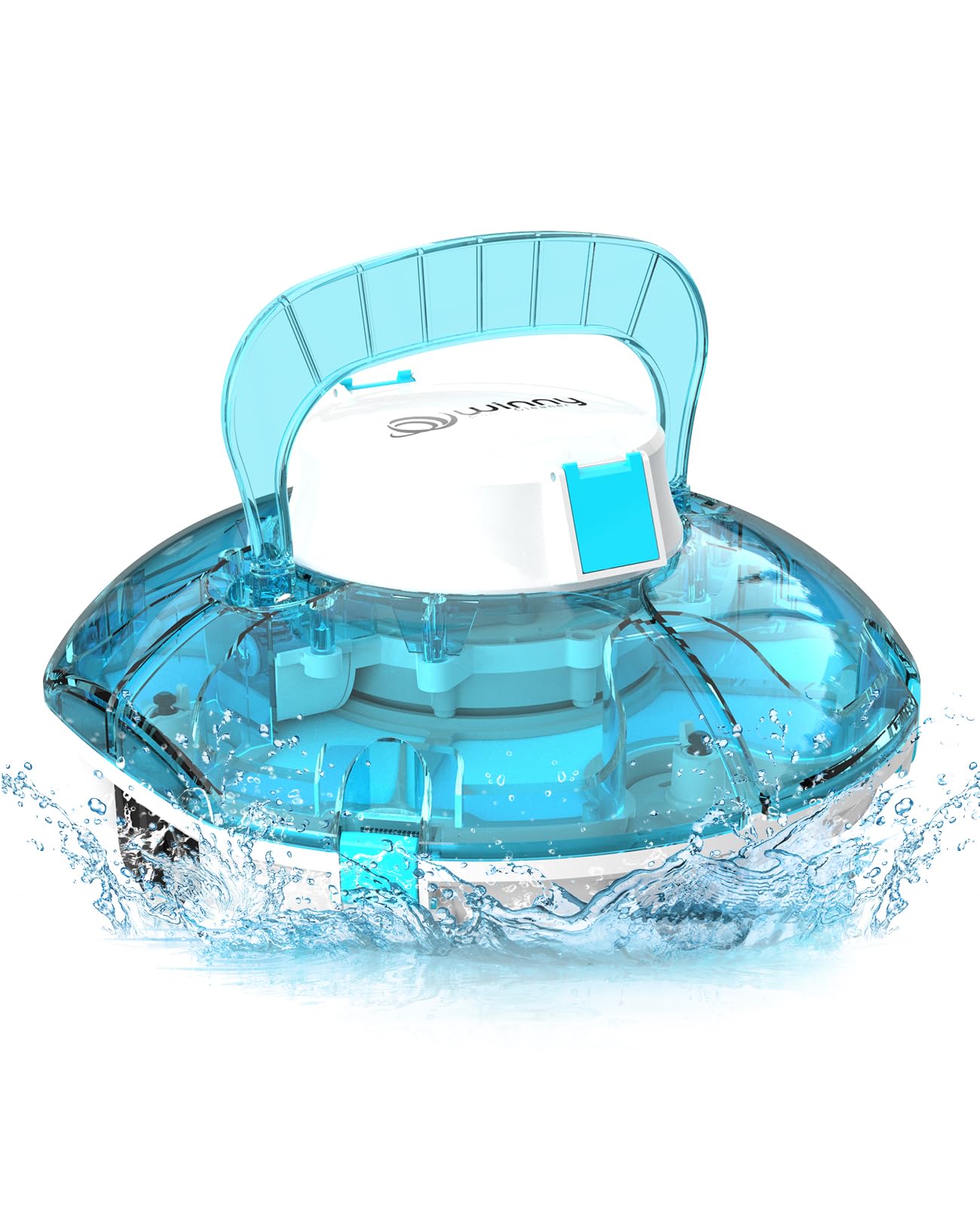 WINNY POOL CLEANER Winny 200 Poolroboter, Poolsauger kabellos mit Akku, 75 Min. Laufzeit, für Aufstellpools bis 60 m², Doppelfiltration, Automatisches Parken, Kompakt Leicht (Transparentes Blau)