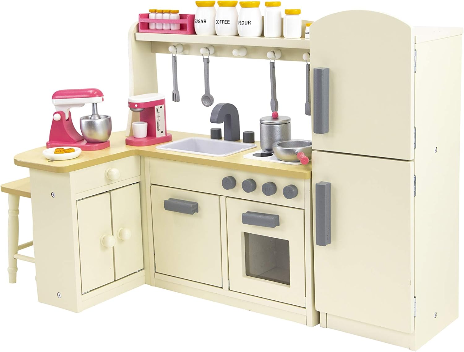 Playtime by Eimmie 18 Inch Doll Kitchen Set with Refrigerator, Baking Accessories + Ingredients, and Sink | Play Kitchen | Dollhouse Furniture | American Girl, Our Generation and Other 14"-18" Dolls : Toys & Games