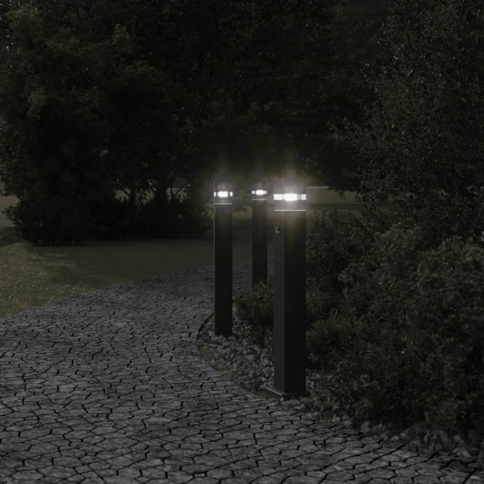 LAPOOH Lampada da Terra per Esterni con Sensore Nera 80cm in Alluminio,Lampade da Terra,Lampada da Terra Moderna,Lampade da Terra per Soggiorno-4006401