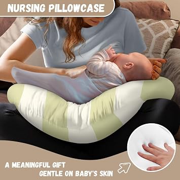 Green Stripes Nursing Pillow Cover for Breastfeeding Pillow, Ultra Soft and Cozy Nursing Pillow Slipcovers, Snug Fits for Bopy Pillow,Choice for Mom,Cute Orange Cat(Cover Only)
