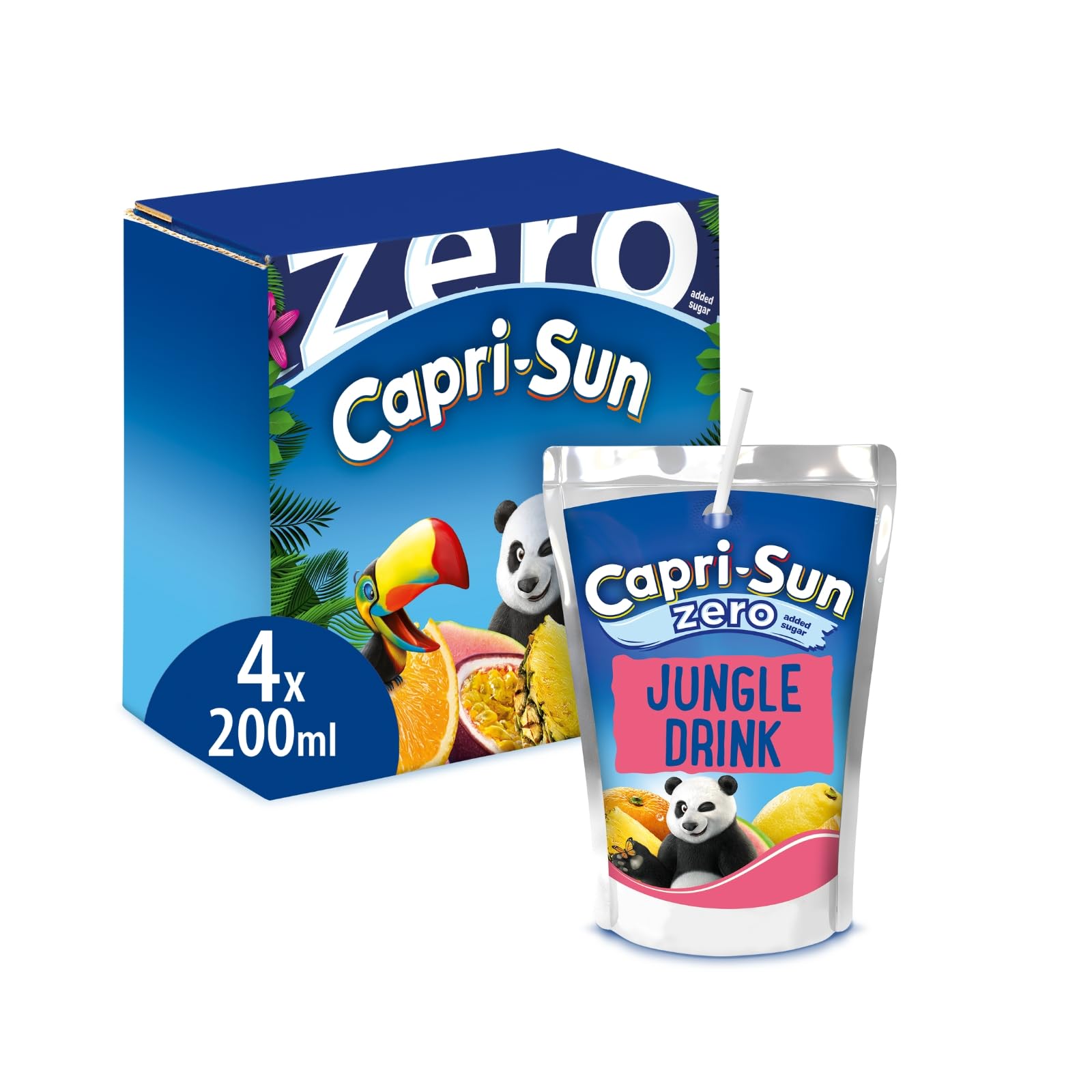 Zero Jungle Kids' Juice Drink (4 x 200ml), No Added Sugar - Made with Real Fruit Juice - No Preservatives, Artificial Colours, or Flavours - Vegan, Gluten Free