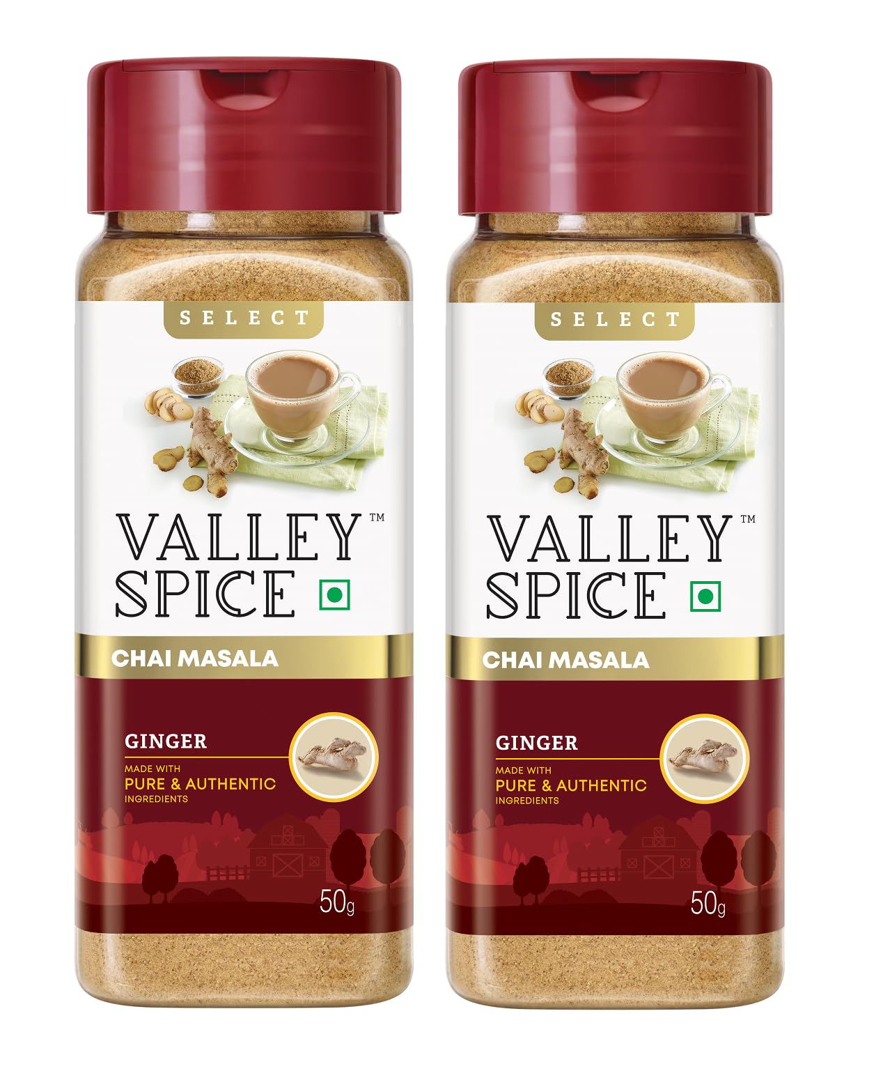 Gingerr Masala Chai | Spicy and Healthy Blend | Tea, Dried Ginger, Black Pepper | Aromatic and Traditional | Strong Flavour | 80+ Cups Select Chai Masala (Gingerr 50g (Pack of 2))