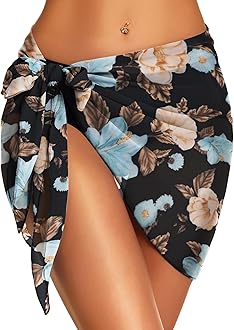 Swimsuit Coverups for Women Sarong Beach Bikini Wrap Sheer Short Skirt Chiffon Scarf for Swimwear