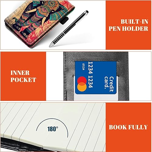 Miniatura 5 de Juego de 4 soportes para bloc de notas de tamaño de bolsillo, de piel sintética, mini bloc de notas con 2 bloc de notas pequeños y lápiz capacitivo